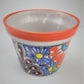 Mini Talavera Ceramic Planter – Orange Rim & Colorful Floral Design
