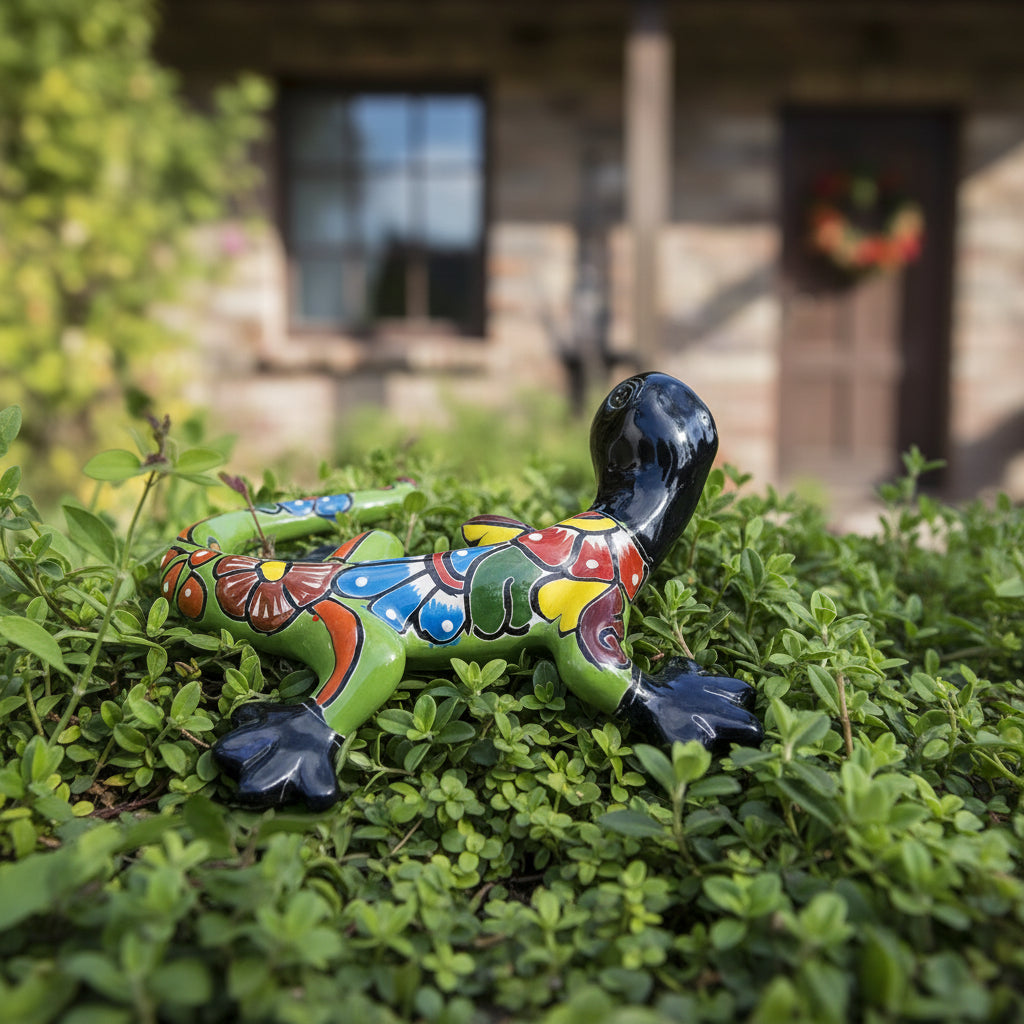 Colorful ceramic lizard