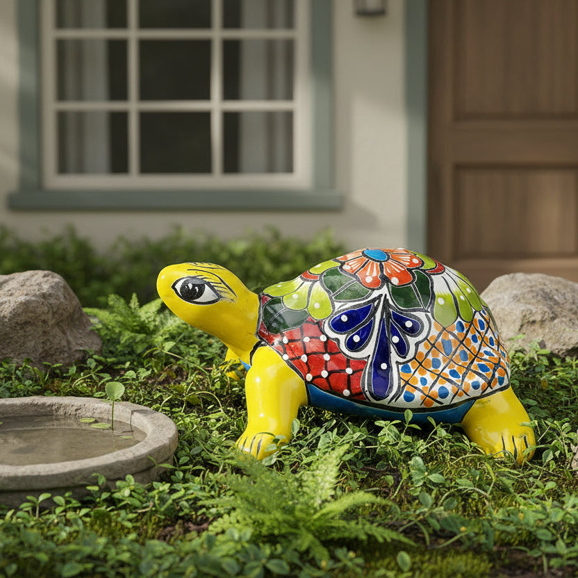 Decorative turtle figurine with colorful pattern