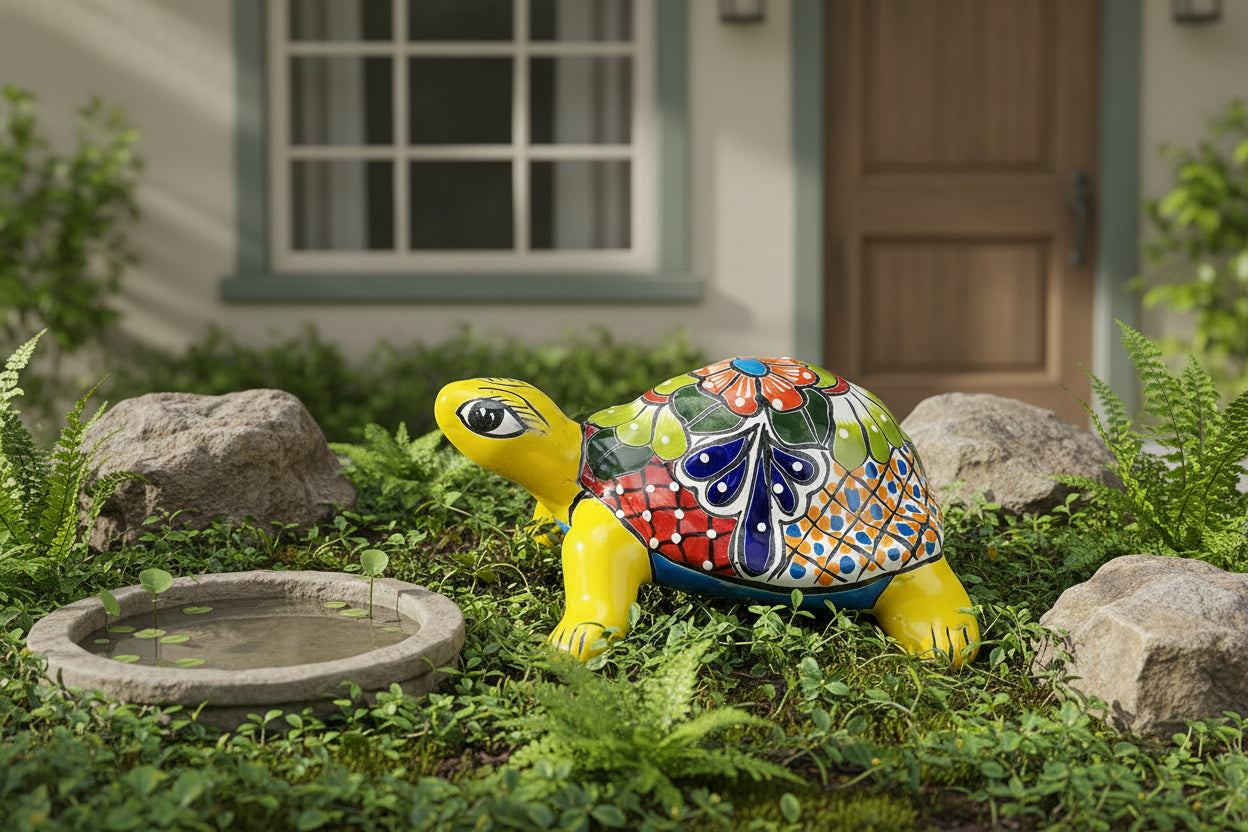 Decorative turtle figurine with colorful pattern