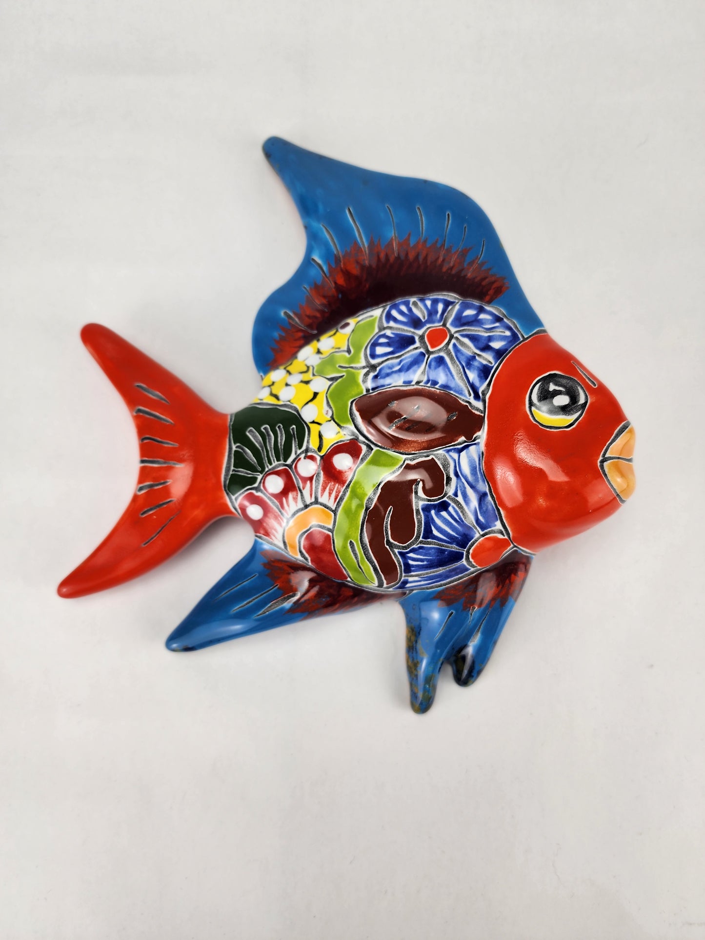 Fish Figurine Hand Painted Mexican Talavera Pottery