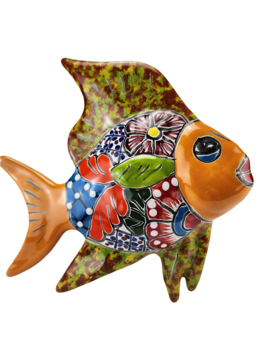 Vibrant Ceramic Fish Sculpture - Hand-Painted Mexican Art