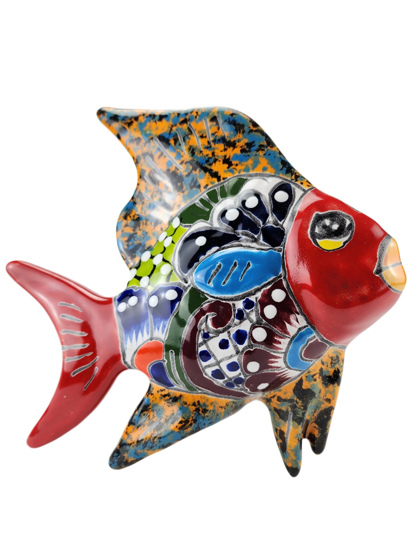 Hand-Painted Ceramic Fish - Vibrant Mexican Folk Art Sculpture