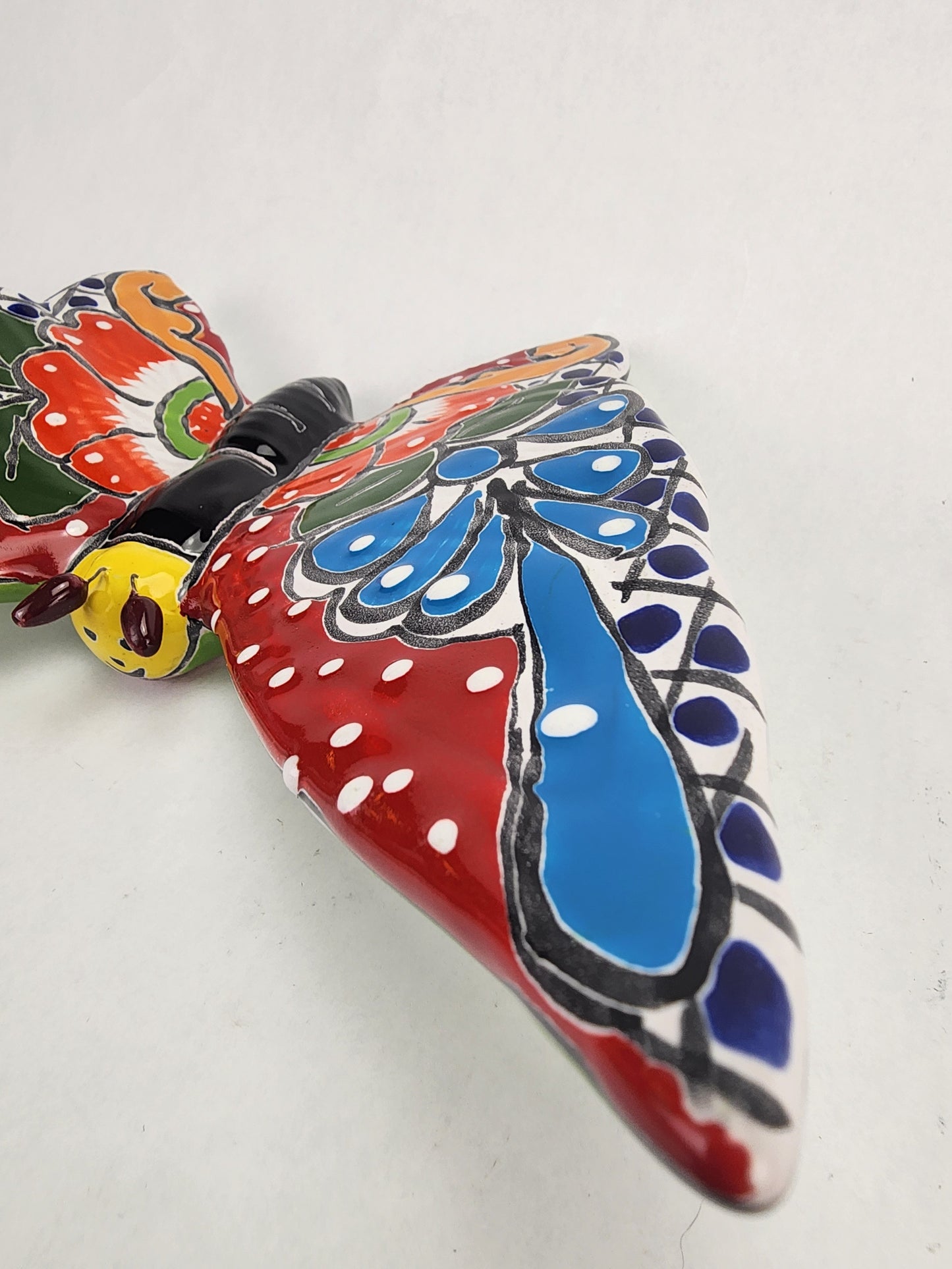 Butterfly Figurine Wall Deco Hand Painted Mexican Talavera Pottery