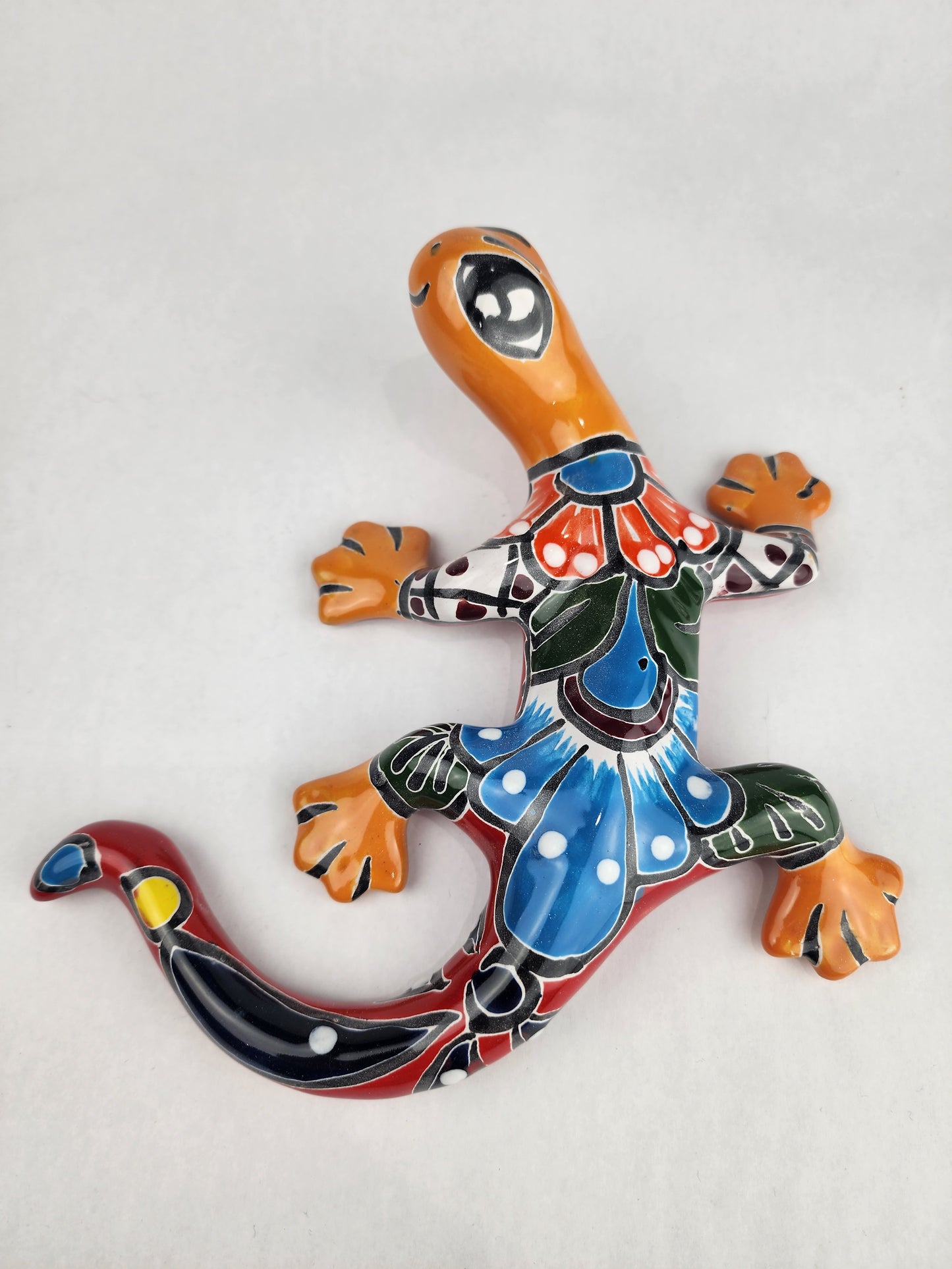 Gecko Hand-painted Pottery Mexican Folk Art Garden Deco