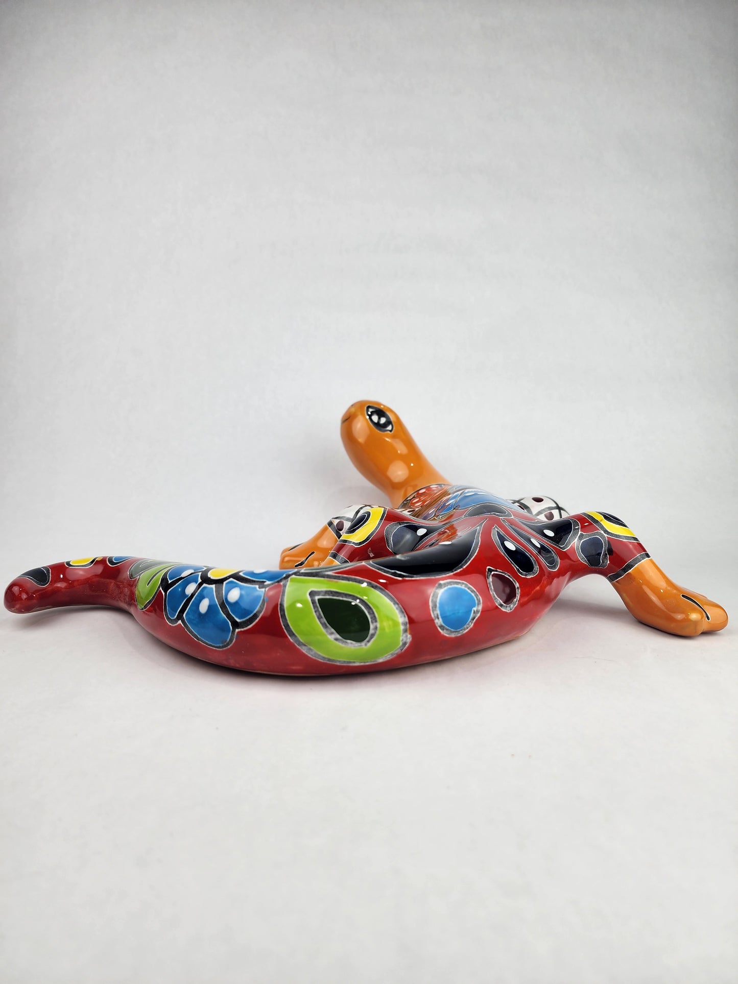 Gecko Mexican Folk Art Hand Painted Garden Deco Pottery