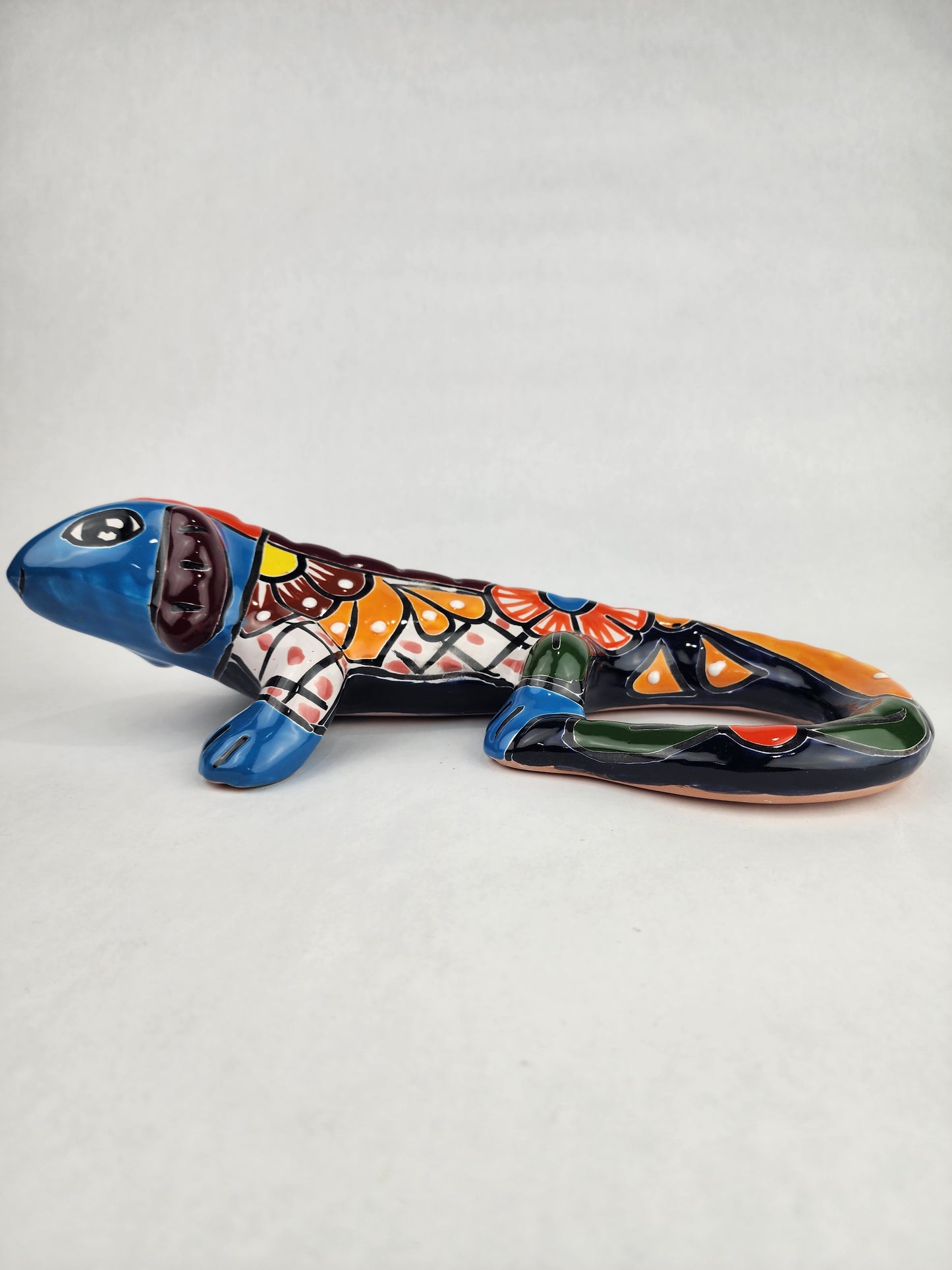 Iguana Hand Painted Figure Mexican Talavera Folk Art Pottery