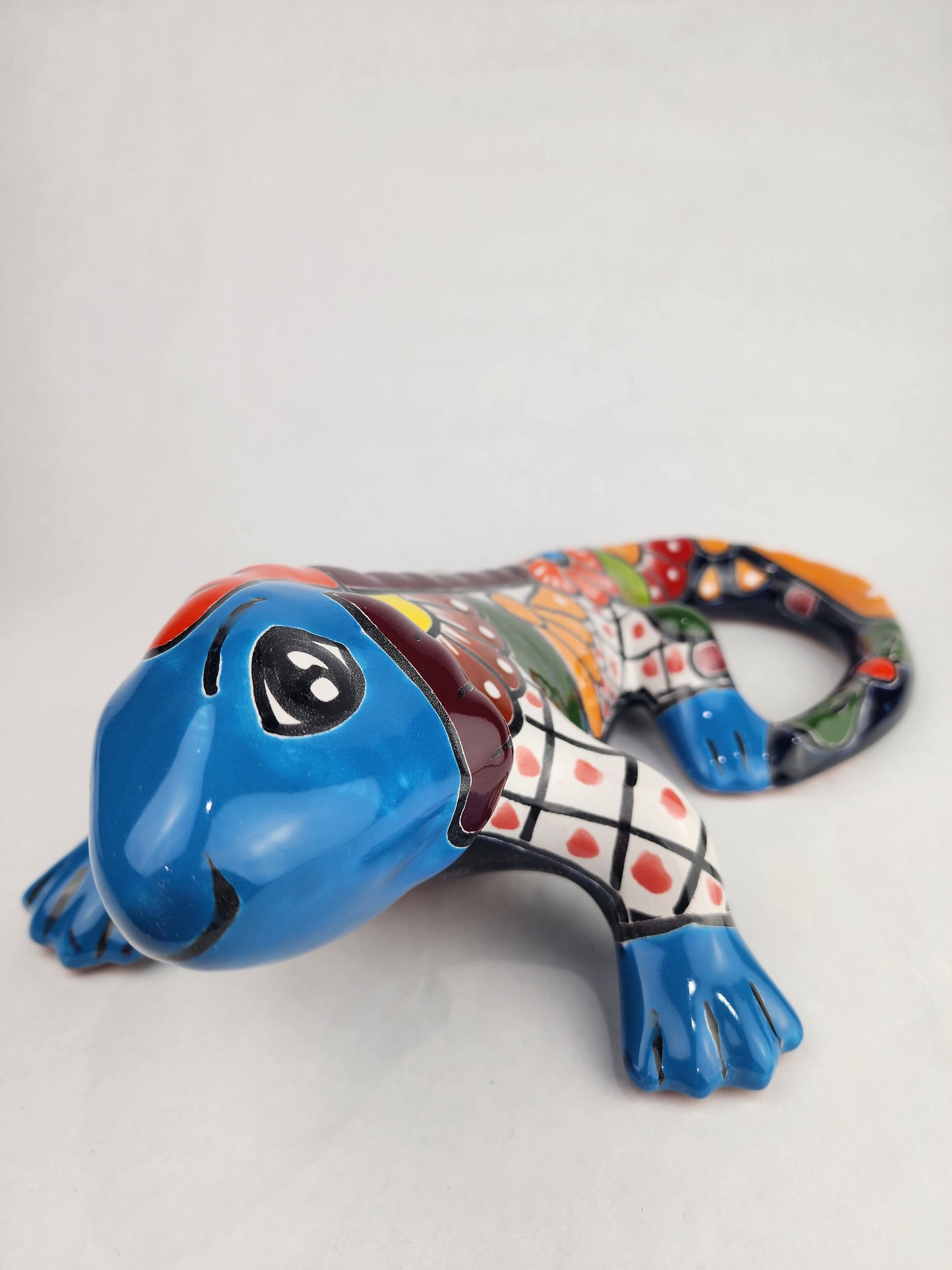 Iguana Hand Painted Ceramic Figure Mexican Talavera Folk Art Pottery