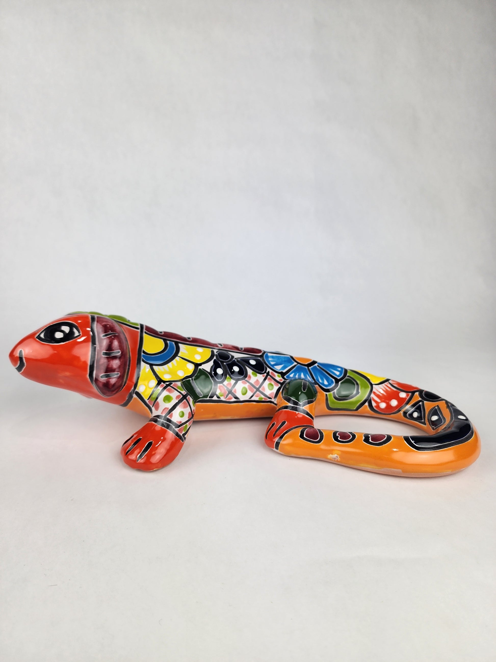 Ceramic Iguana Hand Painted Mexican Art