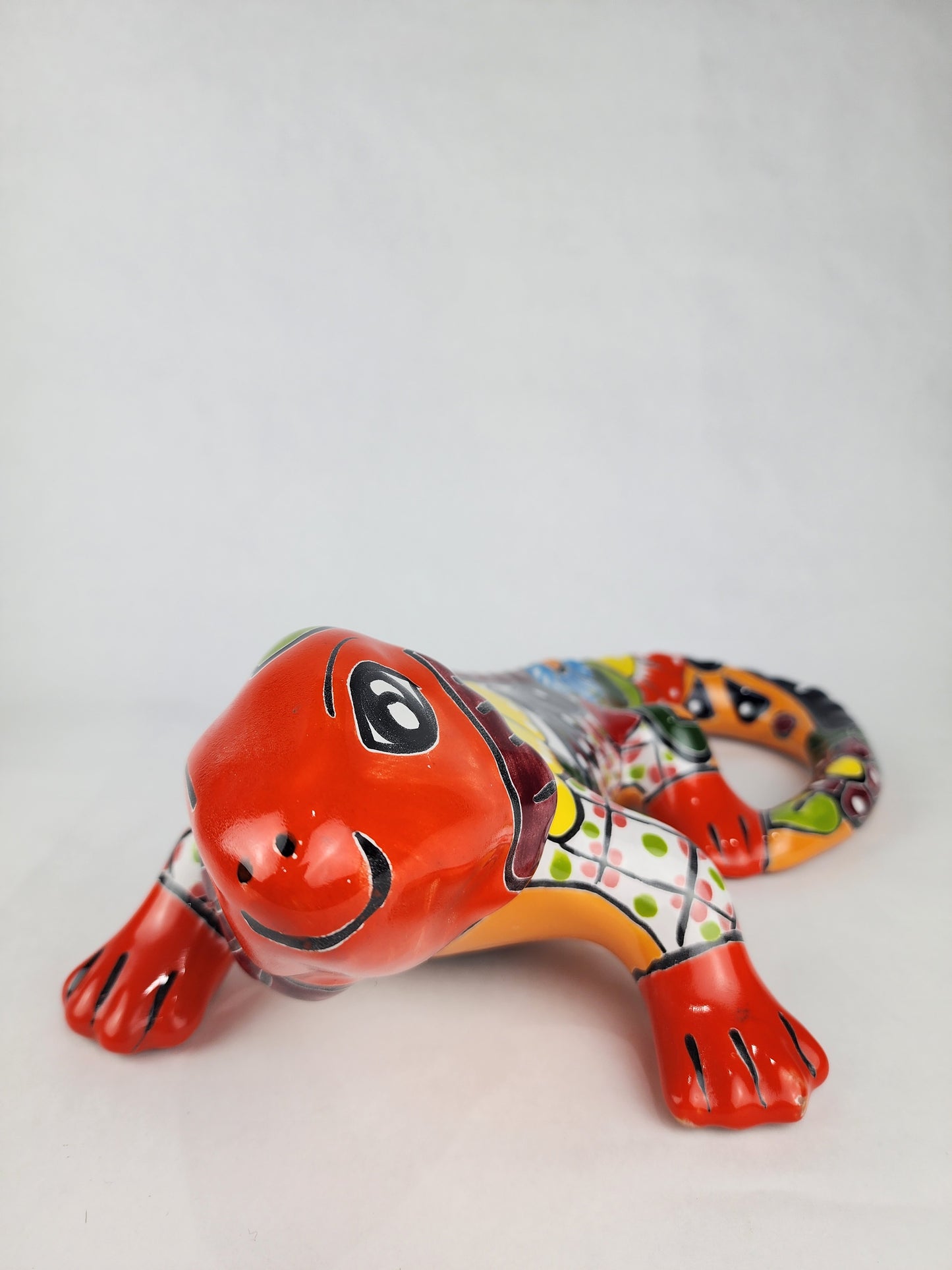 Hand Painted Ceramic Iguana Figurine Mexican Folk Art Home Decor