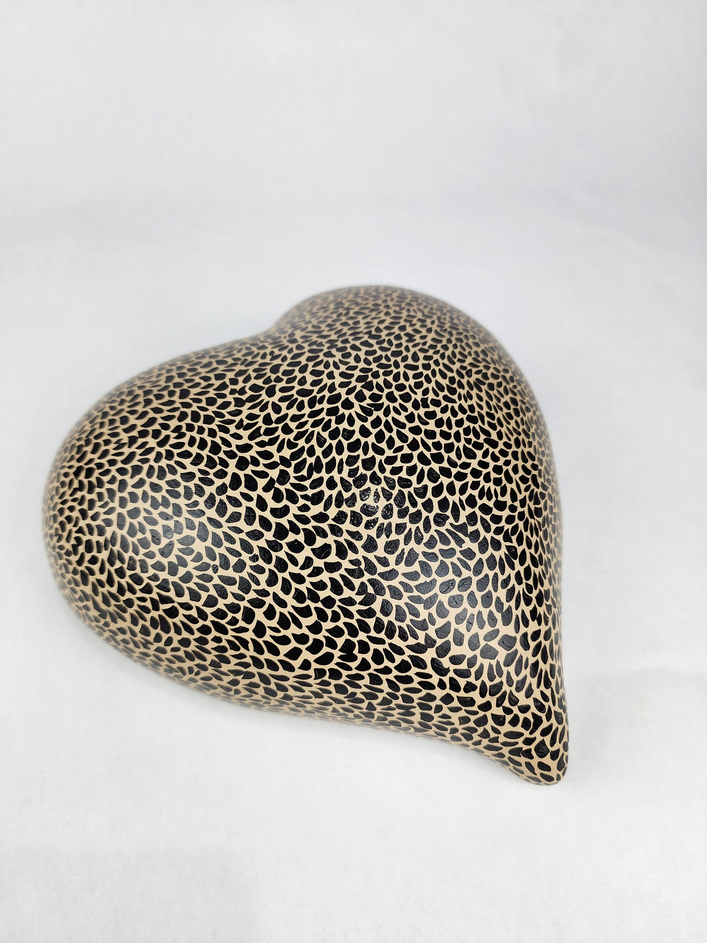 Leopard Pattern Clay Heart Hand Painted