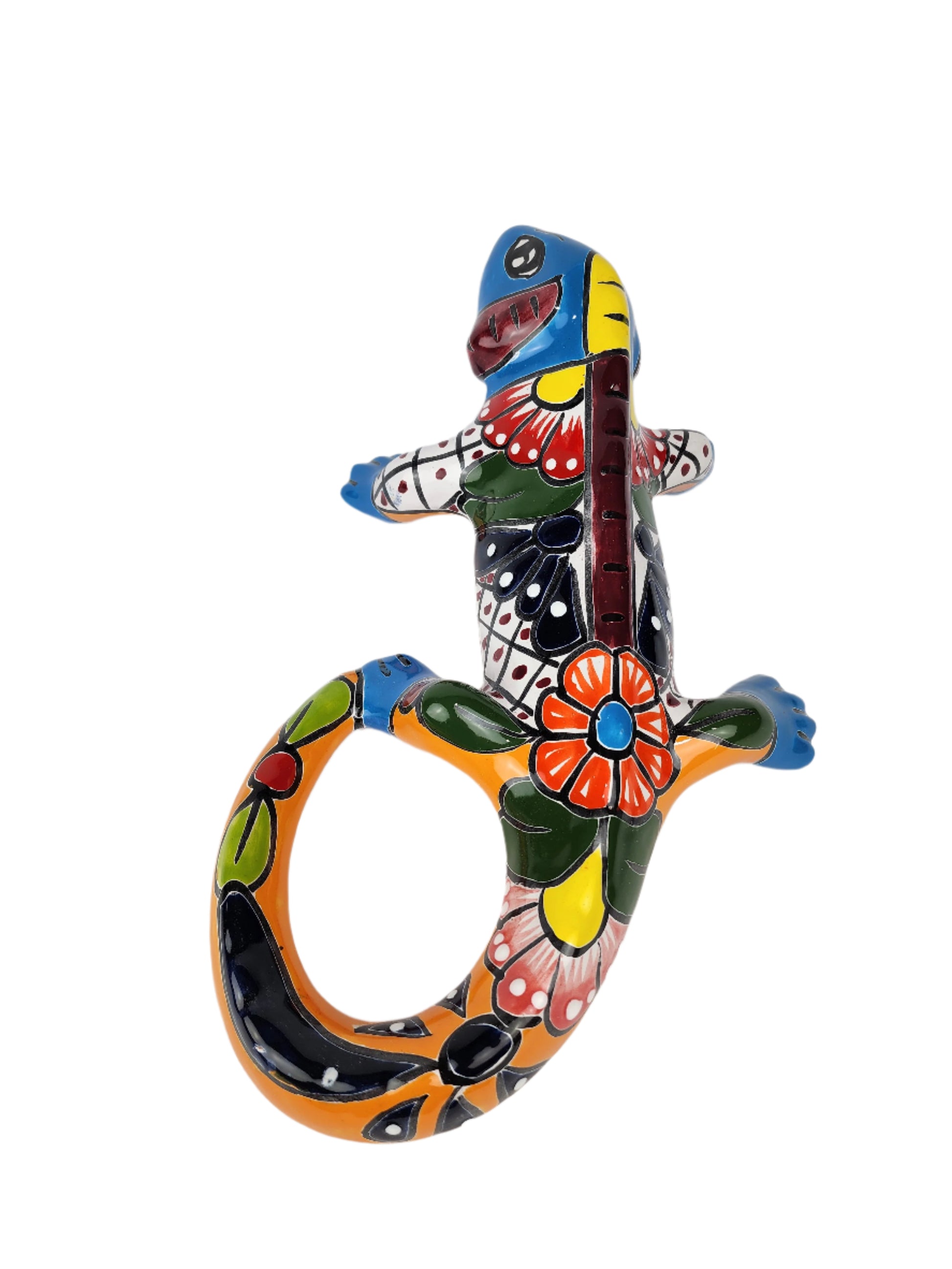 Clay Iguana Hand Painted Mexican Folk Art