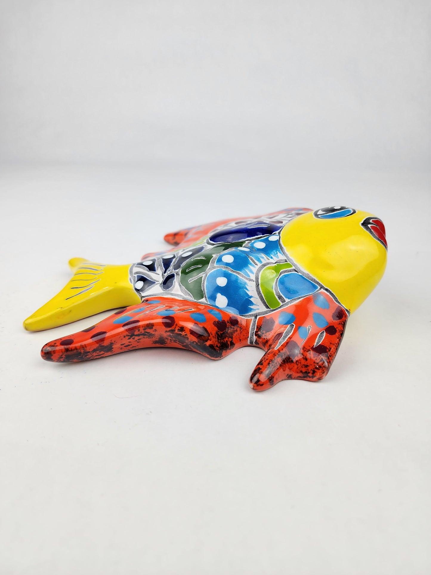 Yellow Talavera-Style Gecko & Fish – Mexican Folk Art Bundle