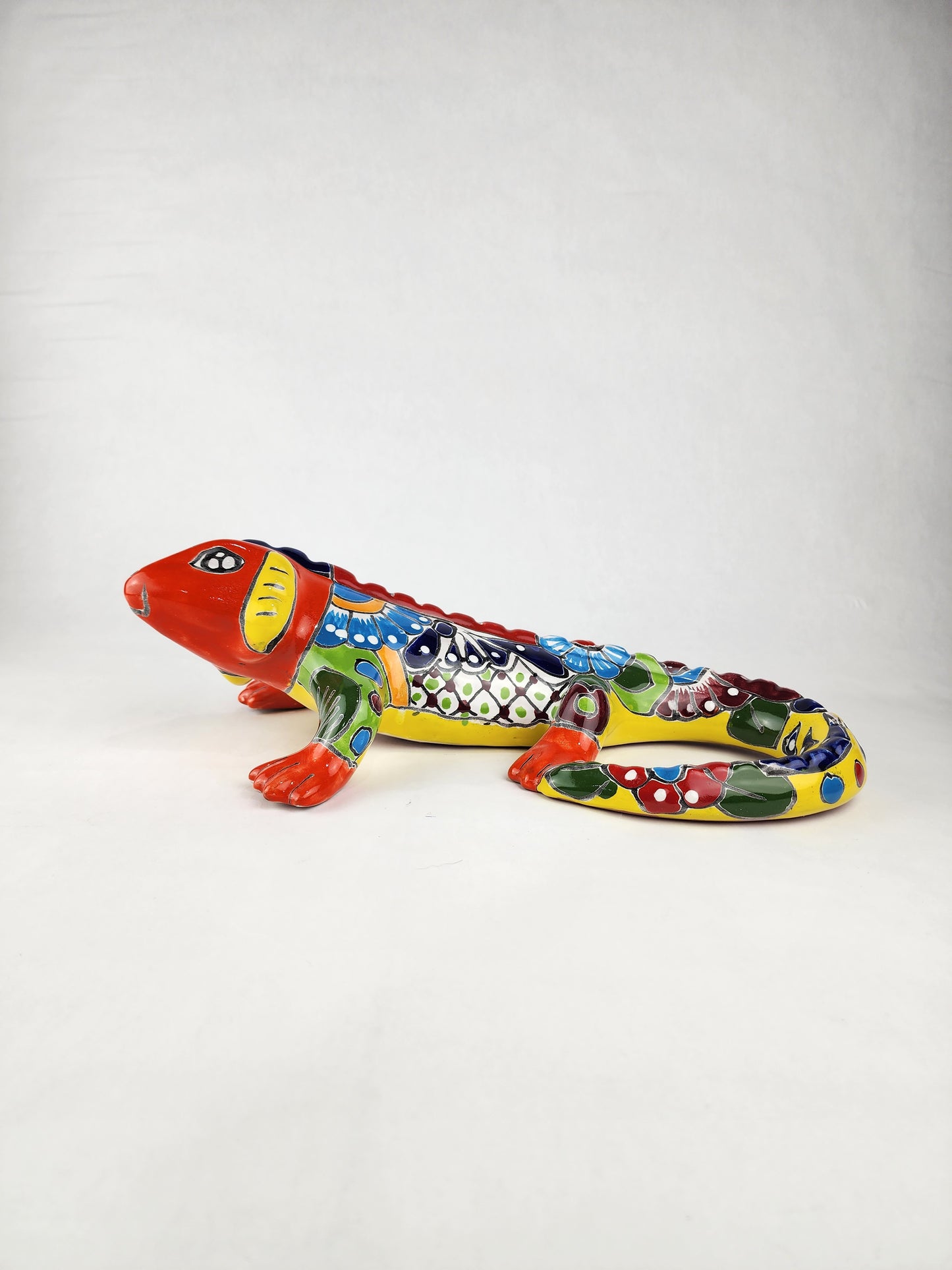 Boho Ceramic Iguana – Vibrant Decor with Mexican Folk Art Flair