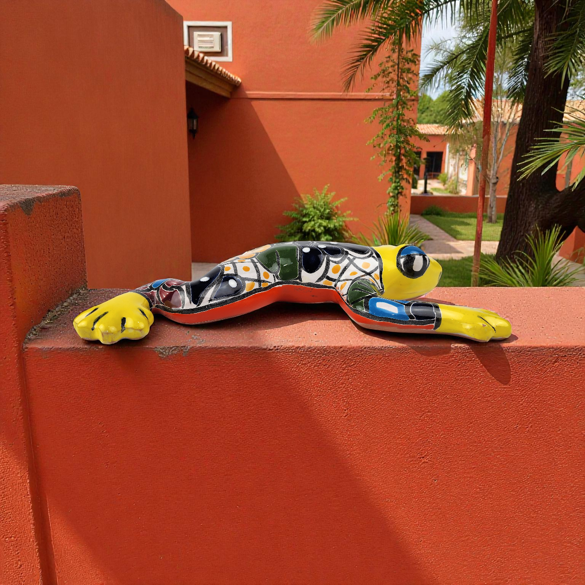 Yellow Talavera-Style Frog – Handcrafted Mexican Folk Art Décor