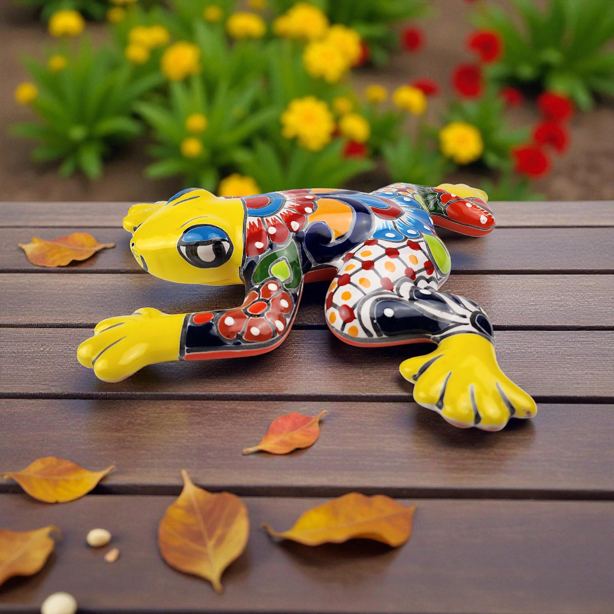 Yellow Talavera-Style Frog – Handcrafted Mexican Folk Art Décor