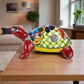 Red Talavera-Style Turtle – Handcrafted Mexican Folk Art Décor