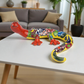 Red & Yellow Talavera-Style Gecko – Handcrafted Mexican Folk Art Décor