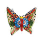 Decorative ceramic wall hanging with colorful floral design on a white background