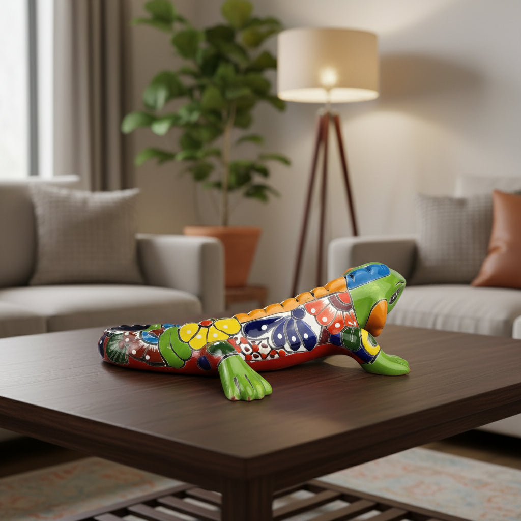 Colorful ceramic iguana