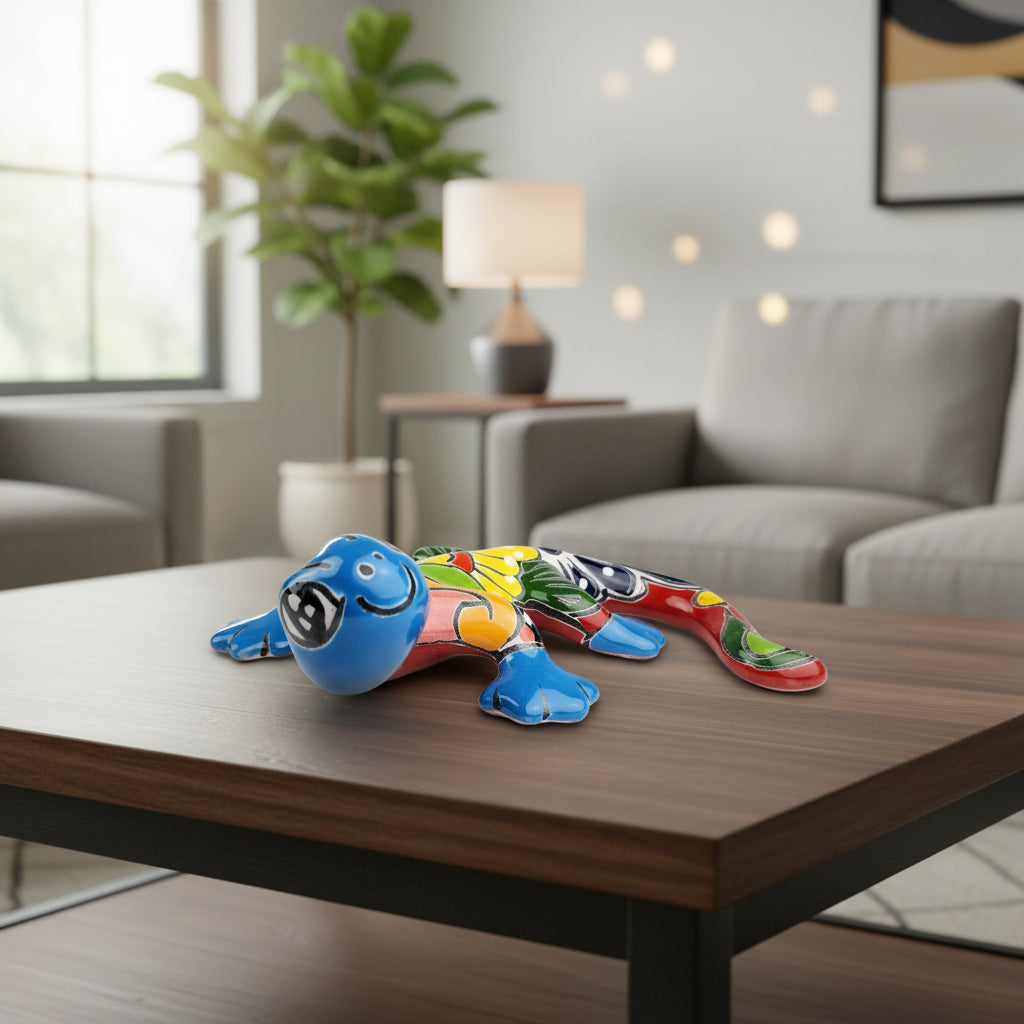 Colorful ceramic wall art gecko