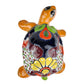 Colorful ceramic turtle figurine on a white background