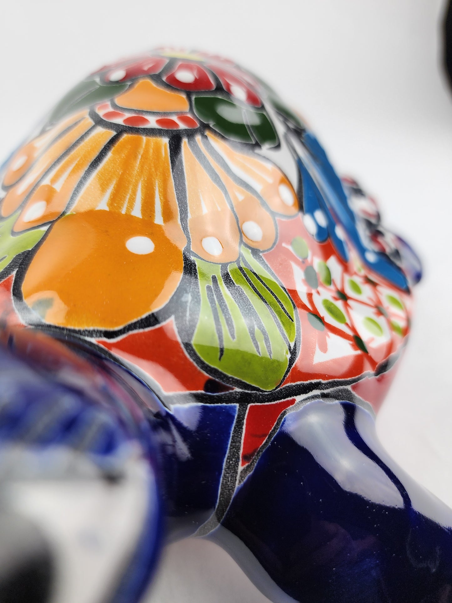 Hand-Painted Blue Talavera Turtle – Whimsical Ceramic Folk Art