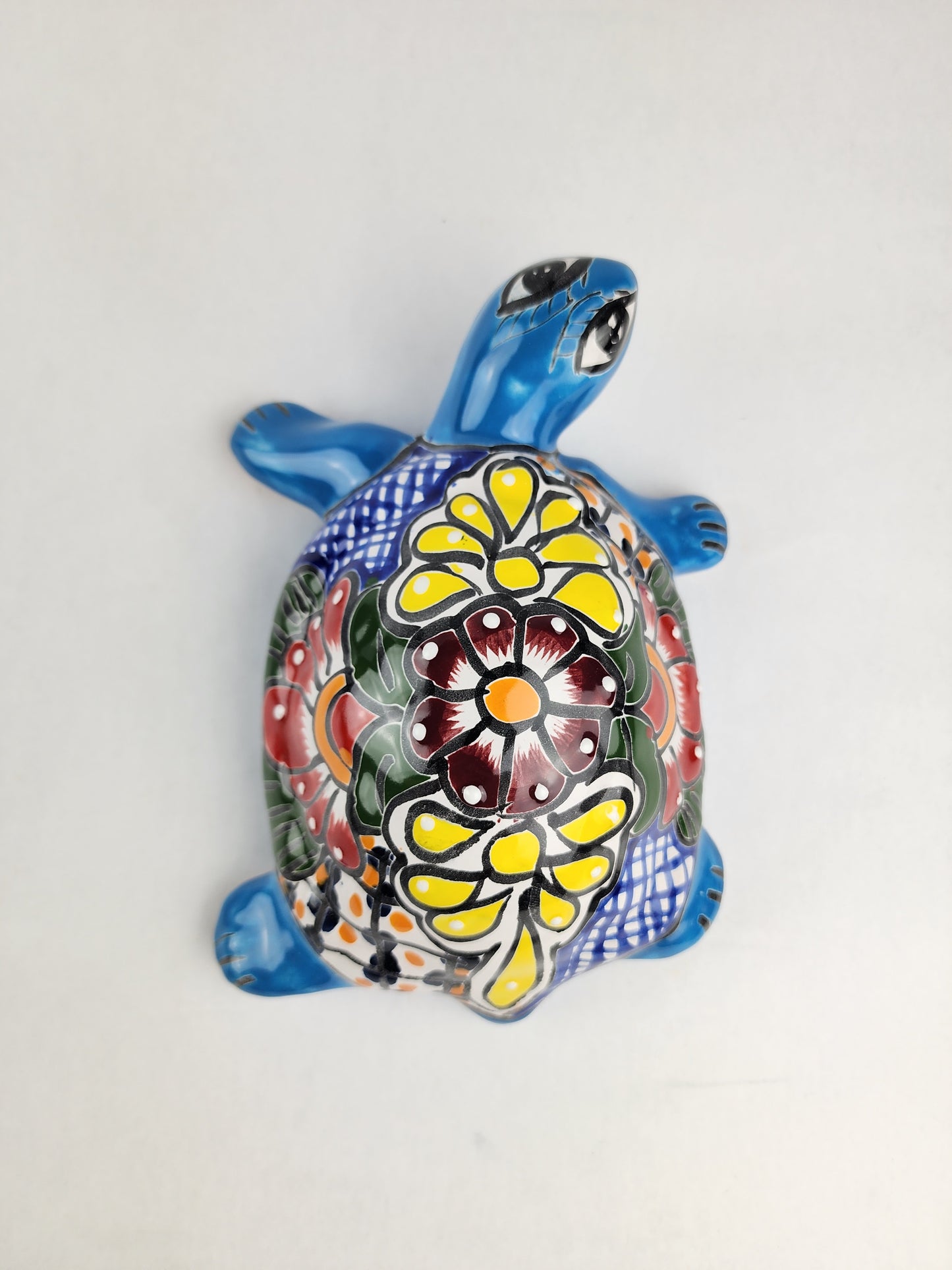 Sky Blue Talavera-Style Turtle & Salamander – Handcrafted Mexican Folk Art