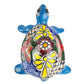 Colorful turtle with floral design on a white background