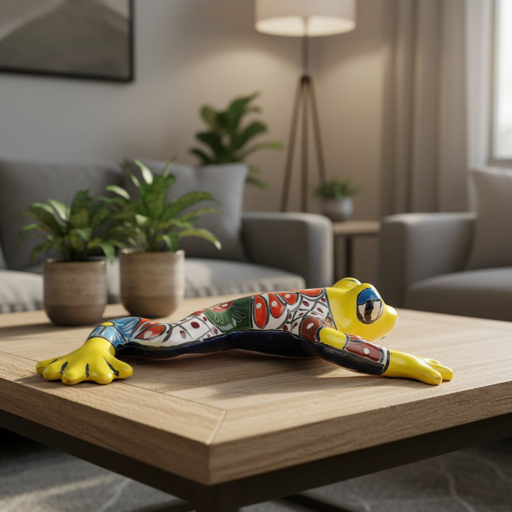 Colorful ceramic talavera frog