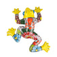 Colorful ceramic lizard wall art on a white background