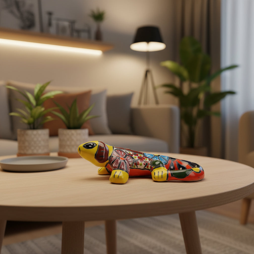 Colorful ceramic iguana