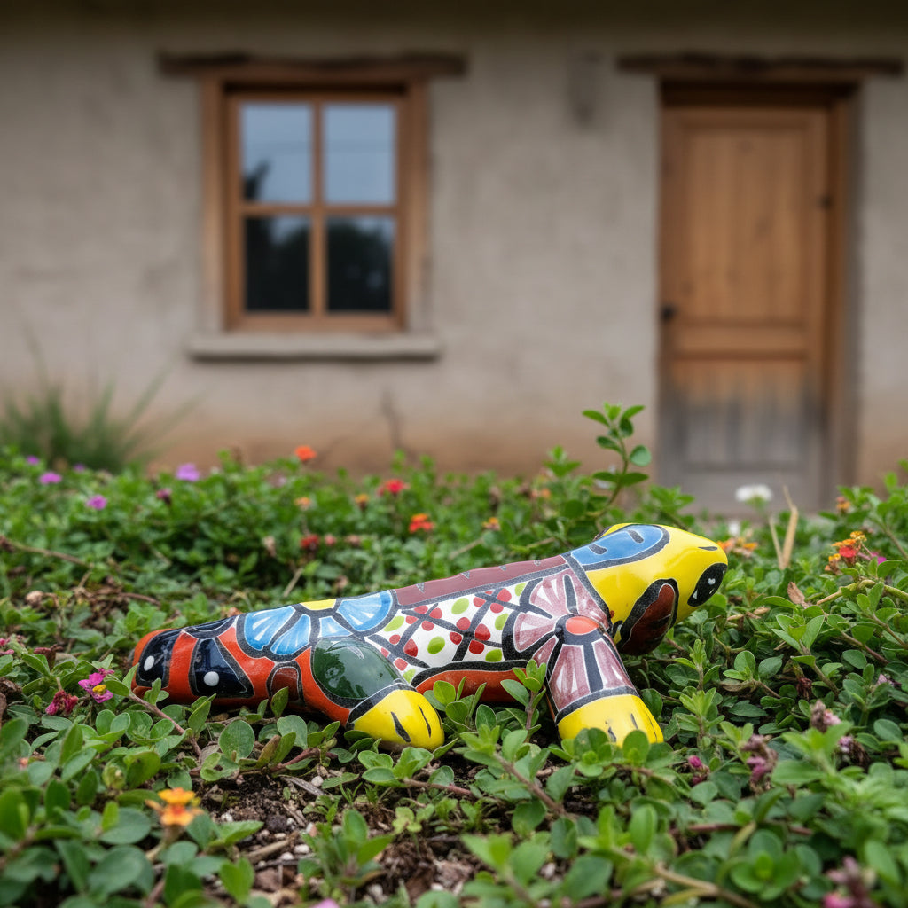 Colorful ceramic talavera iguana