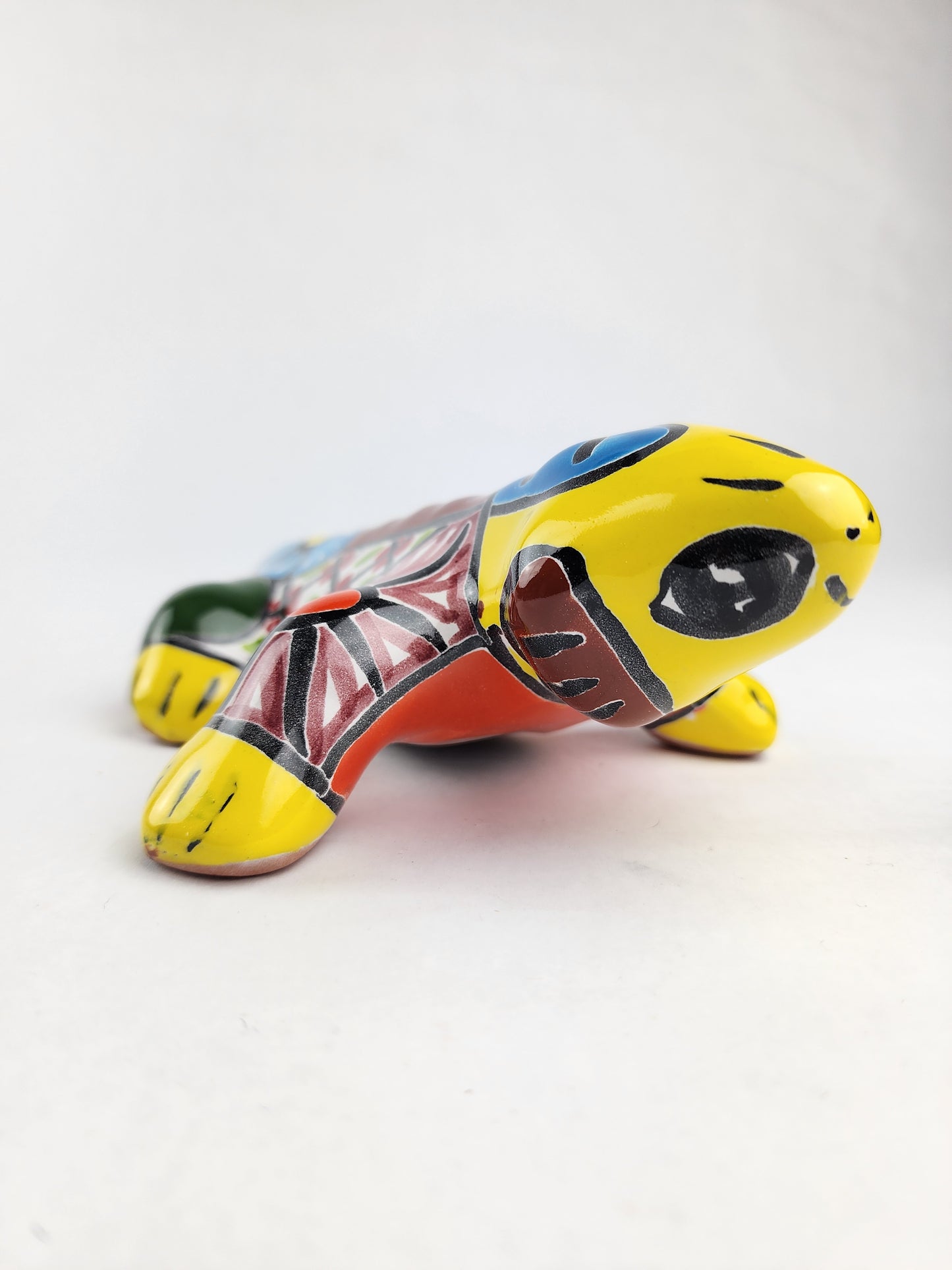 Yellow Talavera Ceramic Iguana – Multicolor Wall Art from Mexico