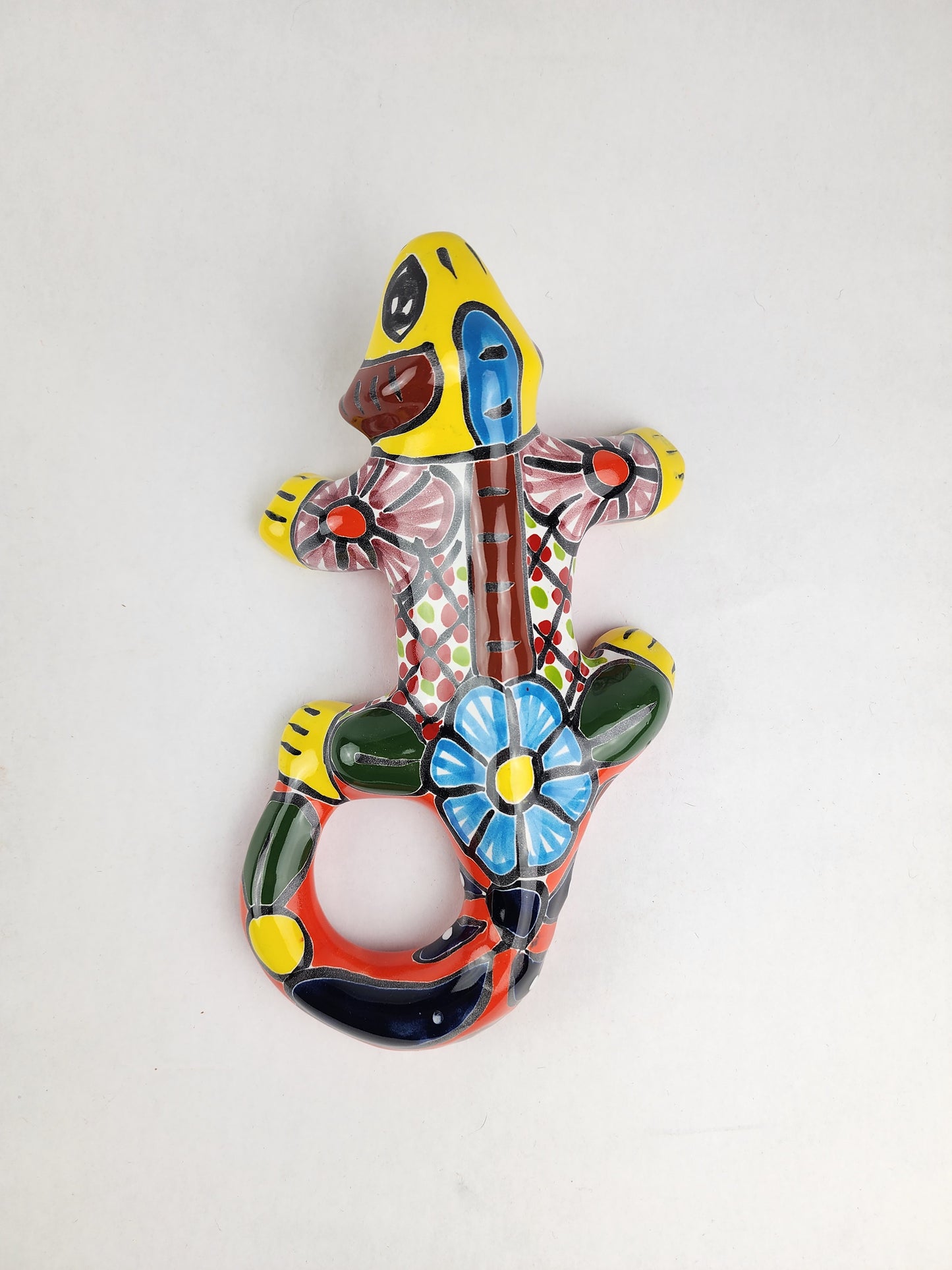 3-Piece Mexican Folk Art Decor Set – Iguana, Gecko & La Rosa Tile