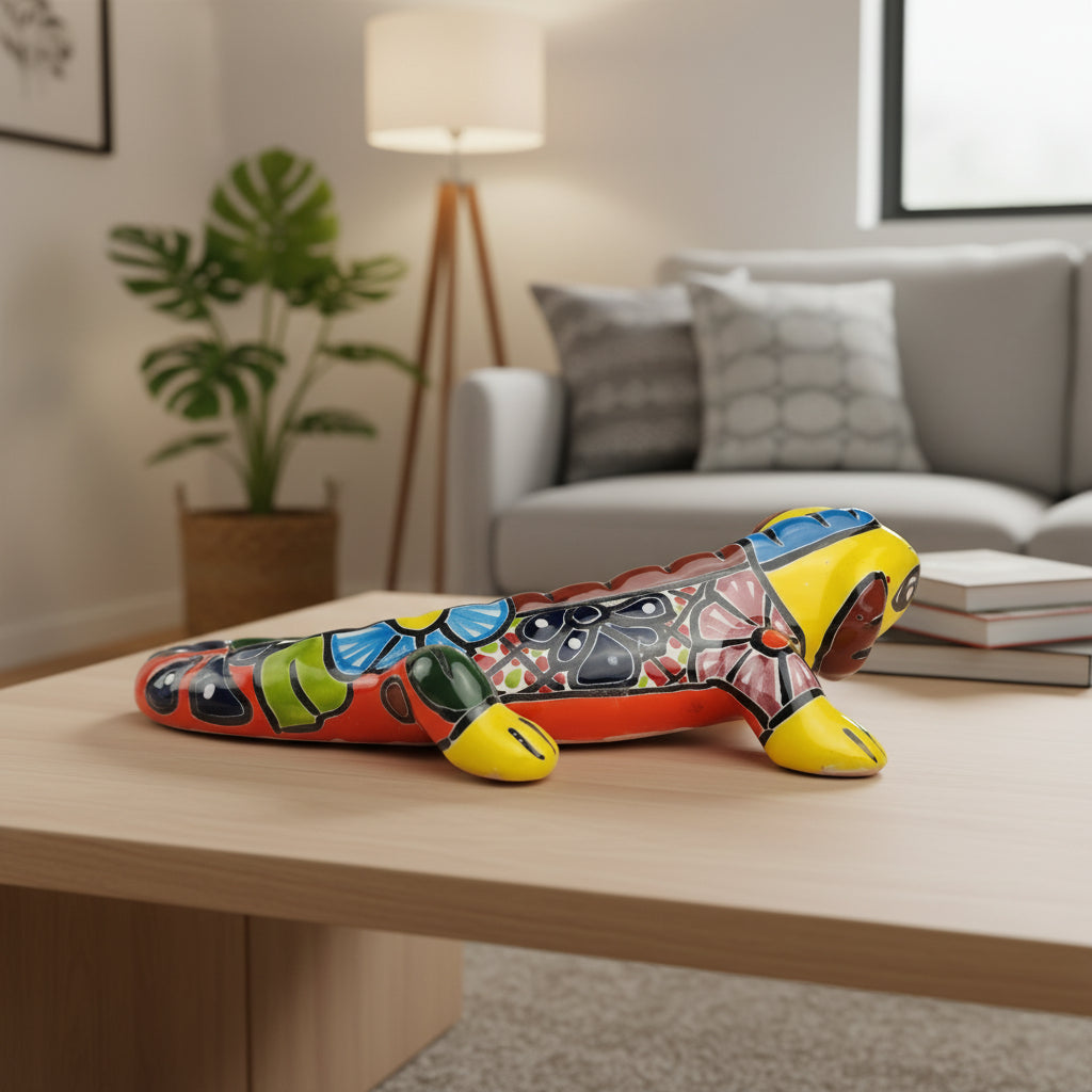 Colorful ceramic iguana