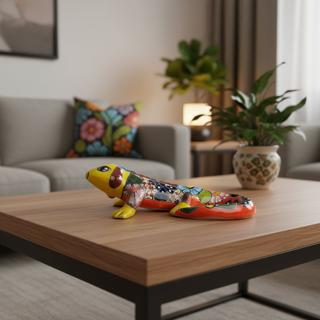 Colorful ceramic iguana