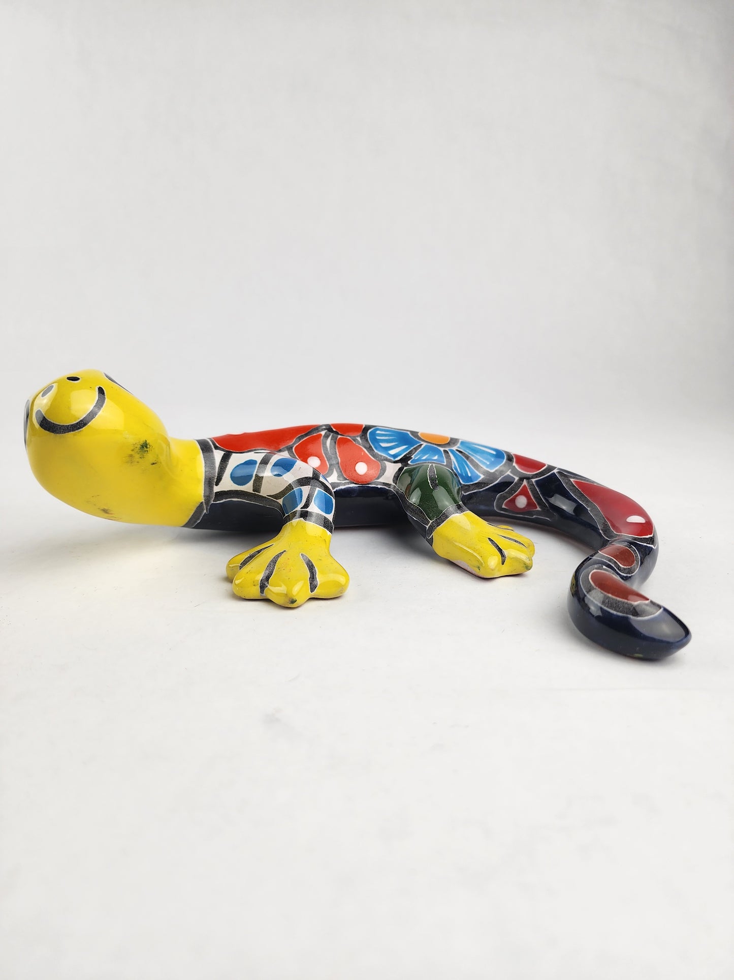 Yellow Talavera-Style Gecko & Fish – Mexican Folk Art Bundle