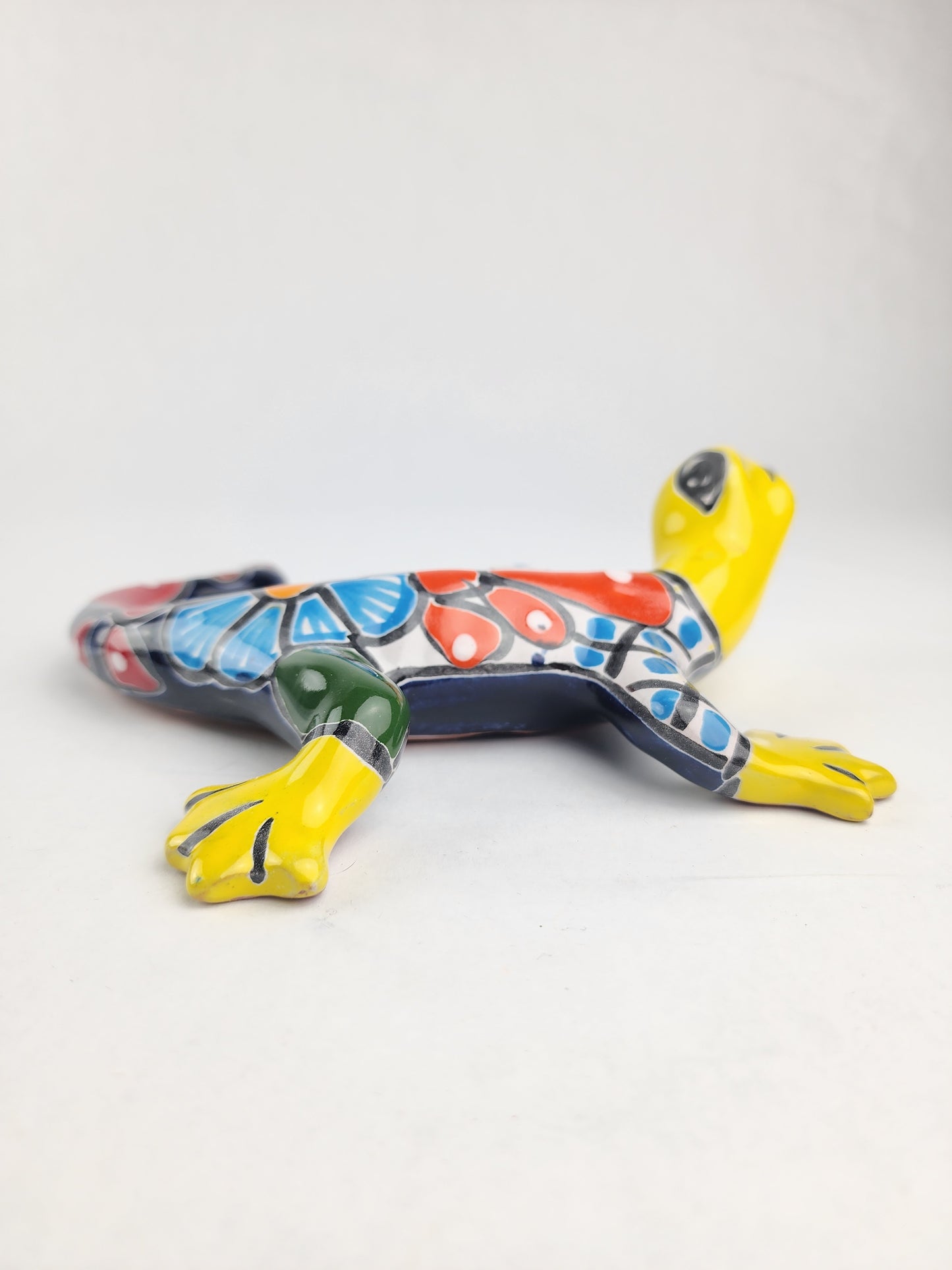 Yellow Talavera-Style Gecko & Fish – Mexican Folk Art Bundle