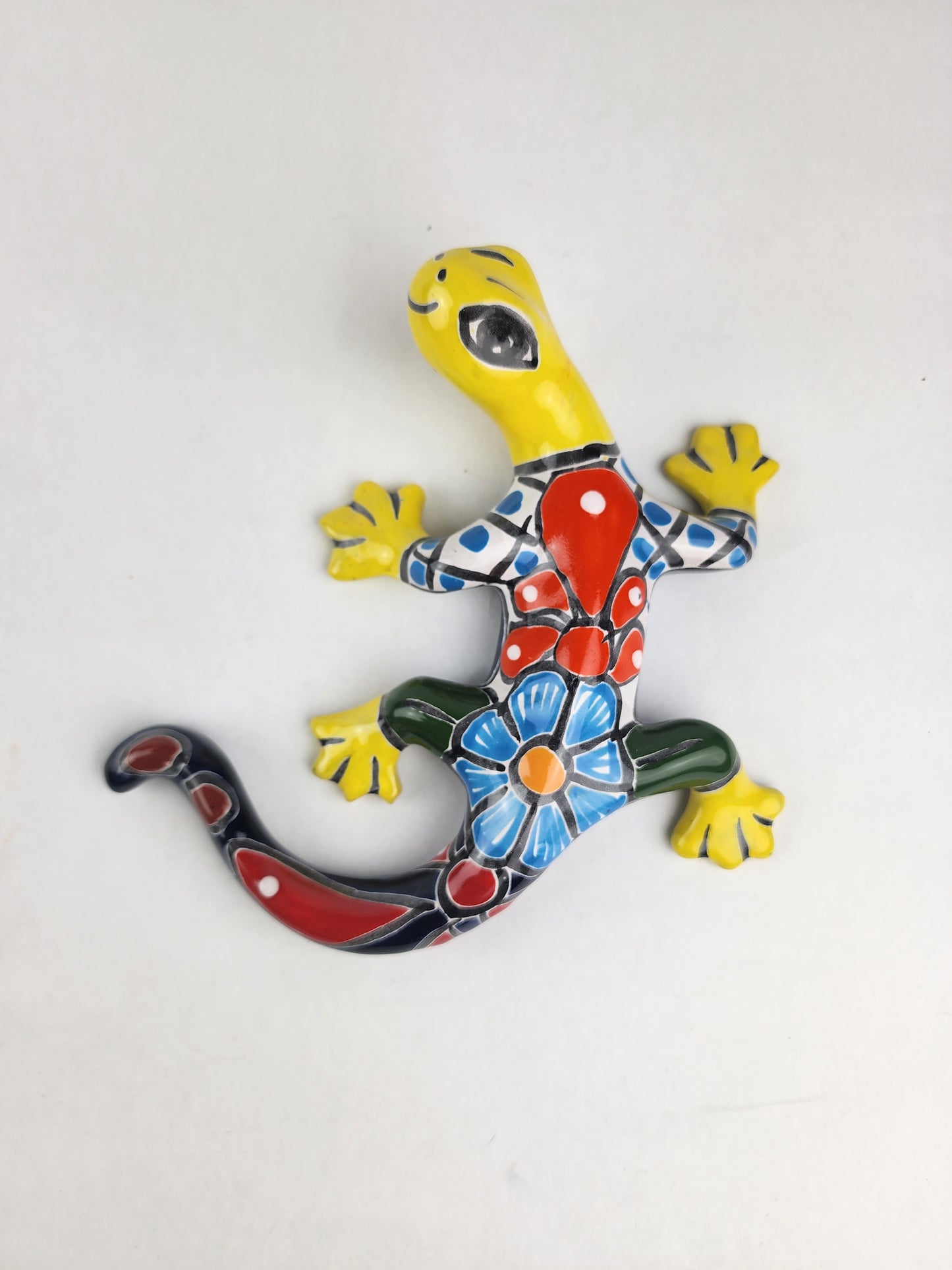 Yellow Talavera-Style Gecko & Fish – Mexican Folk Art Bundle