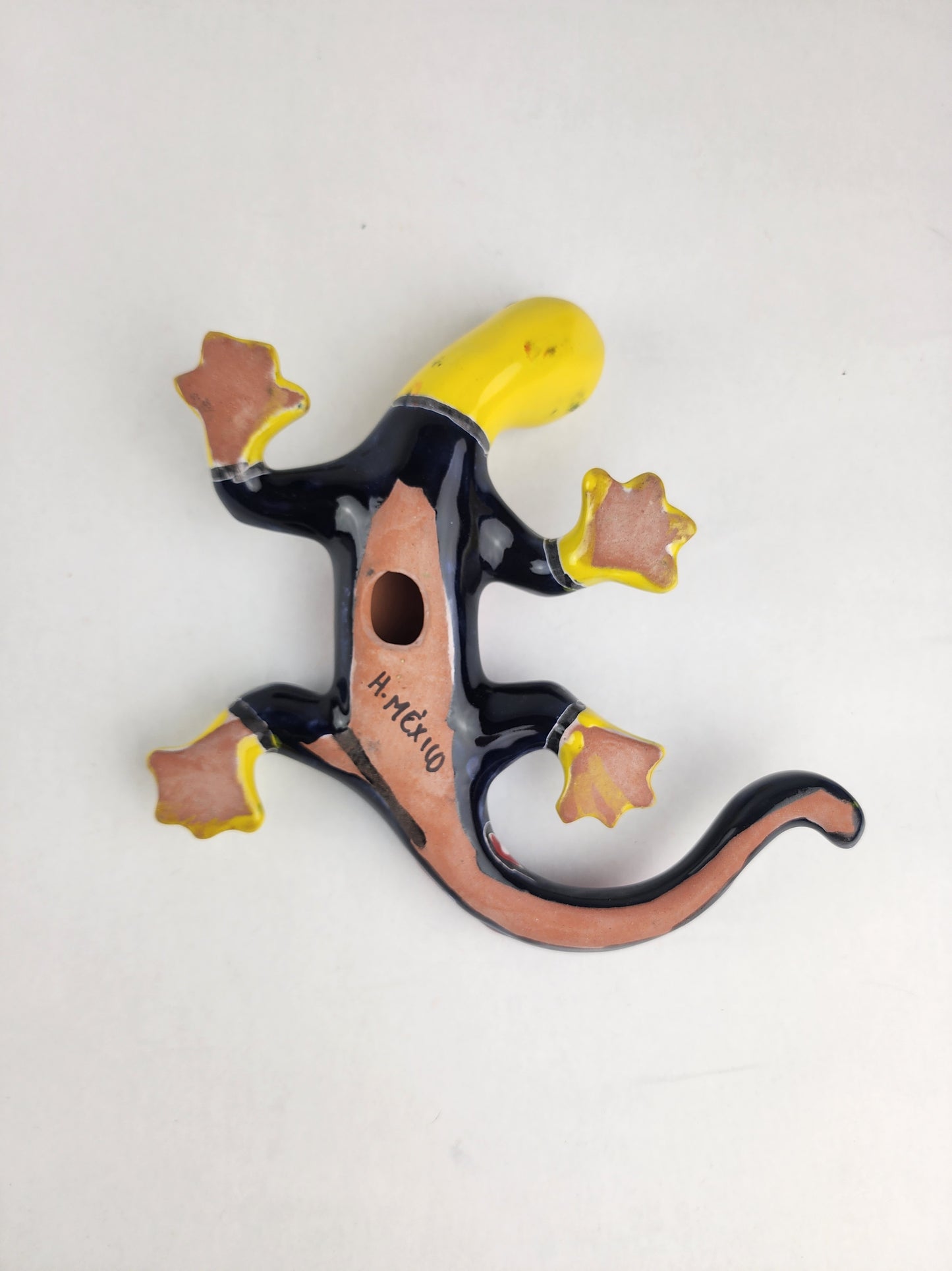 Yellow Talavera-Style Gecko & Fish – Mexican Folk Art Bundle