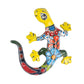 Colorful ceramic lizard with floral patterns on a white background