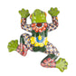 Decorative ceramic frog with colorful patterns on a white background