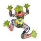 Colorful ceramic frog wall art on a white background
