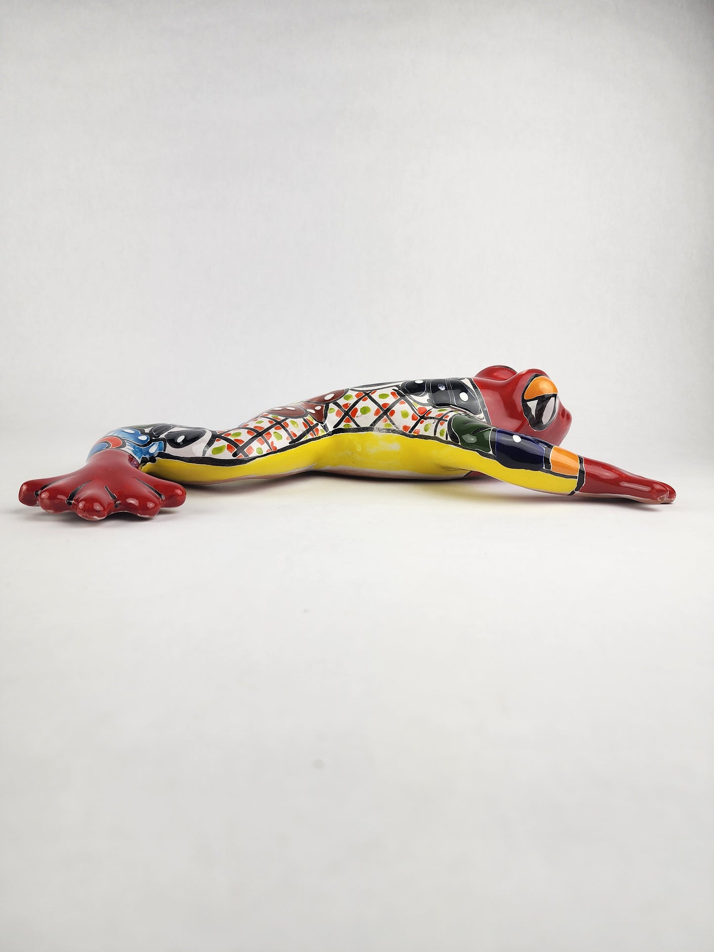 Red & Yellow Mexican Ceramic Frog – Talavera Folk Art Figurine