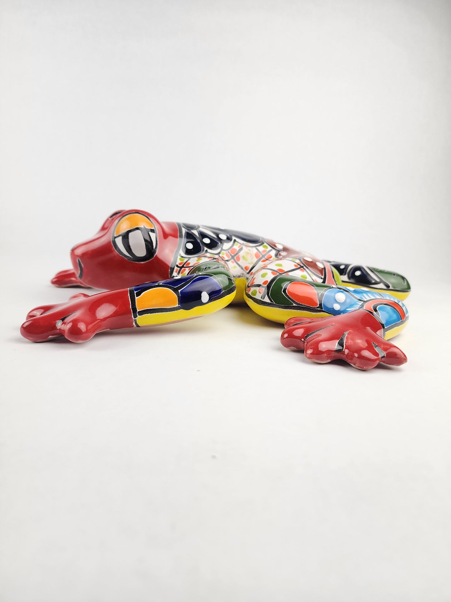 Red & Yellow Mexican Ceramic Frog – Talavera Folk Art Figurine