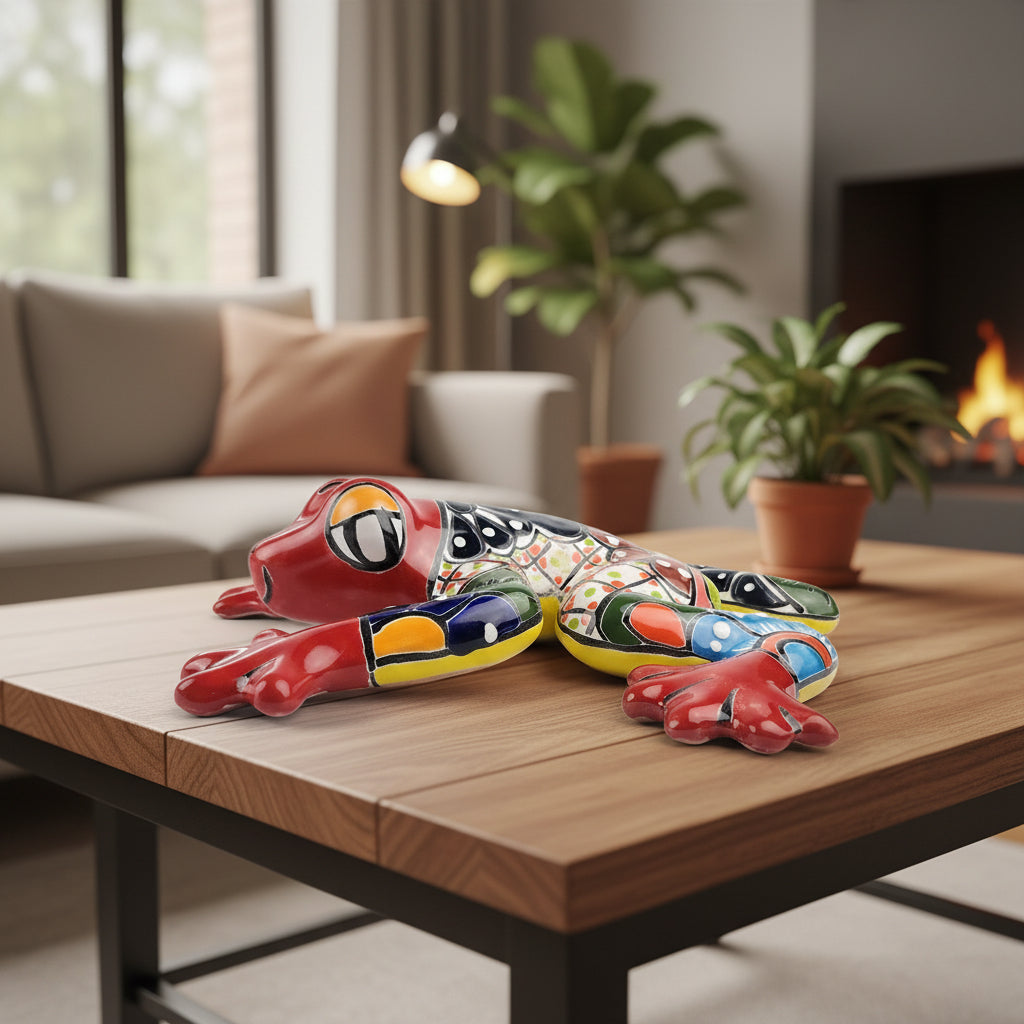 Colorful ceramic talavera frog