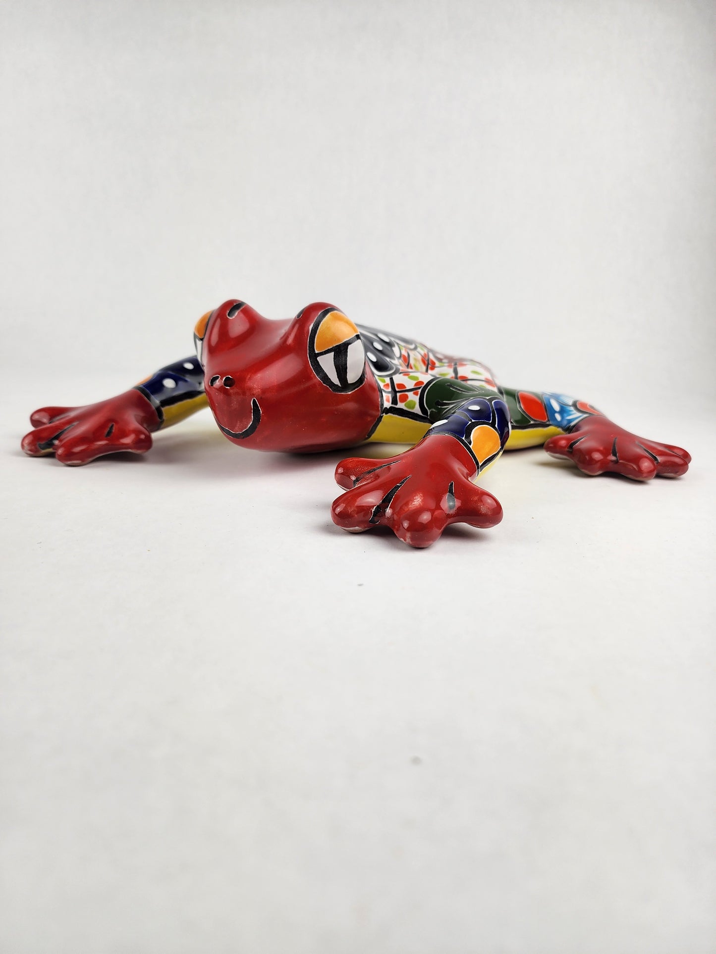 Red & Yellow Mexican Ceramic Frog – Talavera Folk Art Figurine