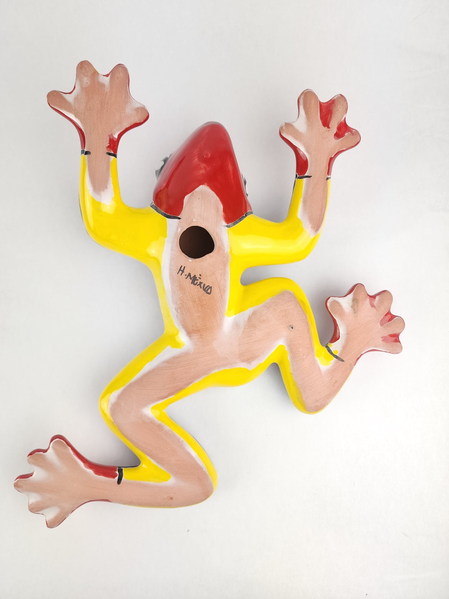 Red & Yellow Mexican Ceramic Frog – Talavera Folk Art Figurine