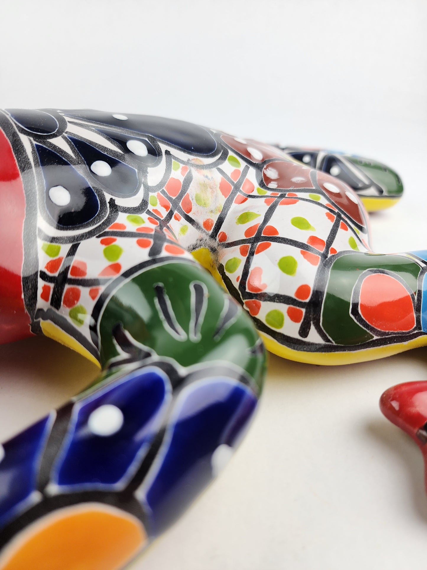 Red & Yellow Mexican Ceramic Frog – Talavera Folk Art Figurine